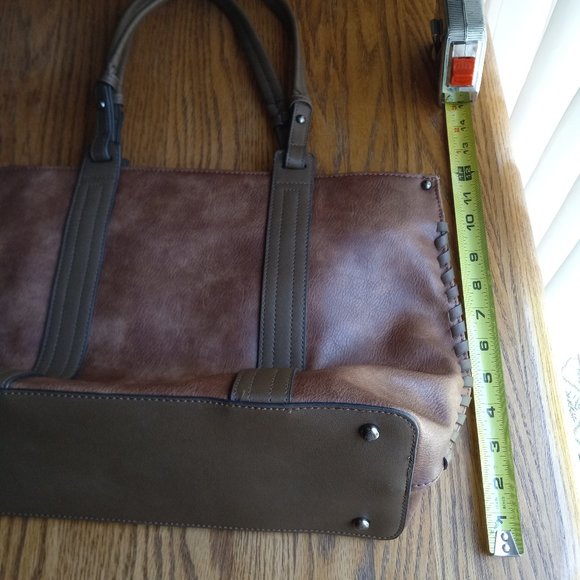 NWOT Brown Vegan Leather Whipstitch Detail Purse SouthwesternMinimalist OldMoney - Picture 13 of 16